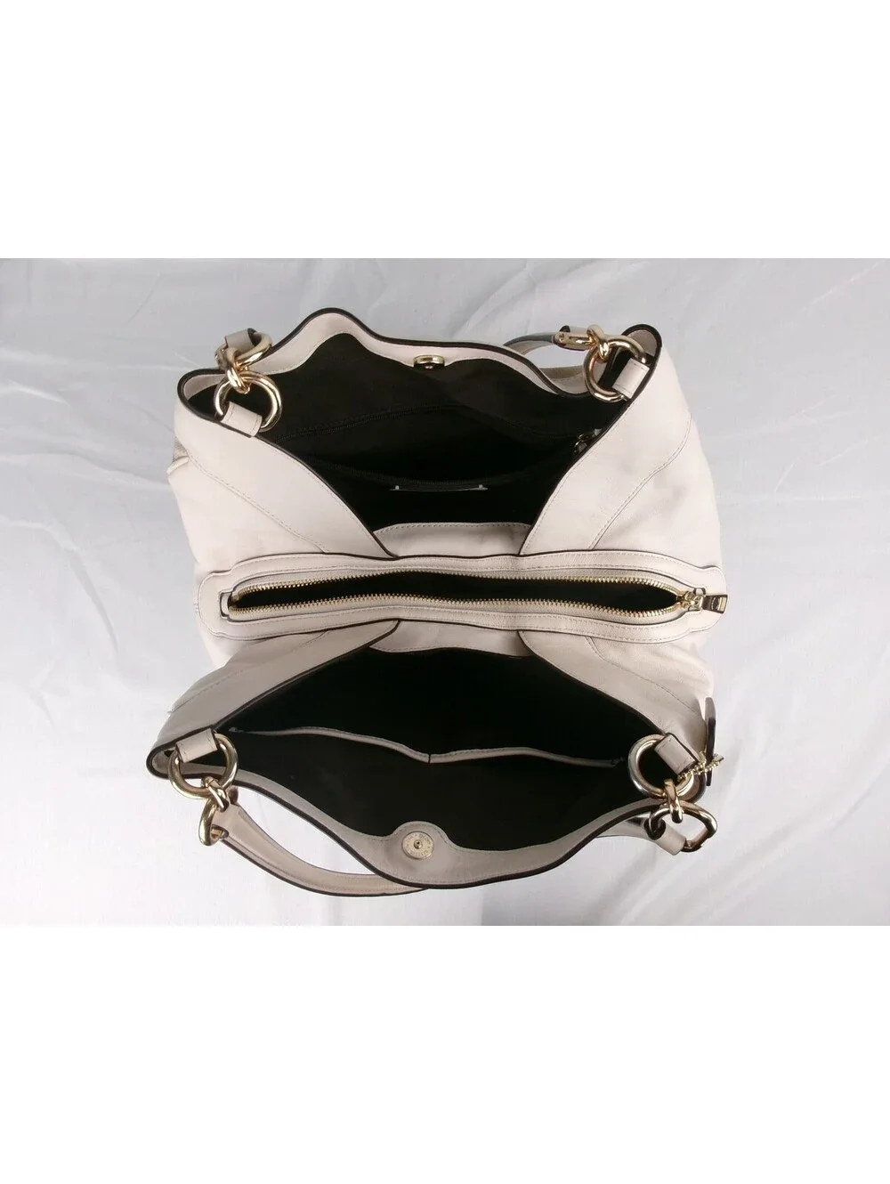 Coach F57612 Ivory Signature Canvas Leather Tote Shoulder Bag Hangtag